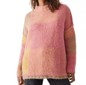 Free People Domino Prairie Sunset Alpaca Wool Blend Oversized Sweater S …